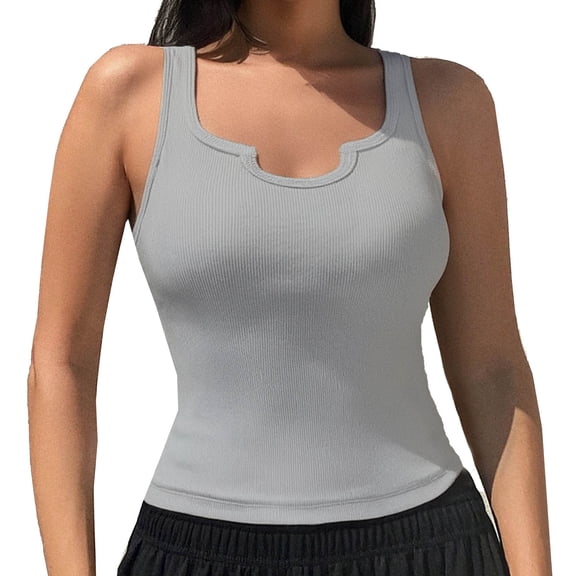 Hvot&aat Tank Tops for Women Summer Sleeveless Ribbed Slim Fitted Tops Solid Color Cami Blouses