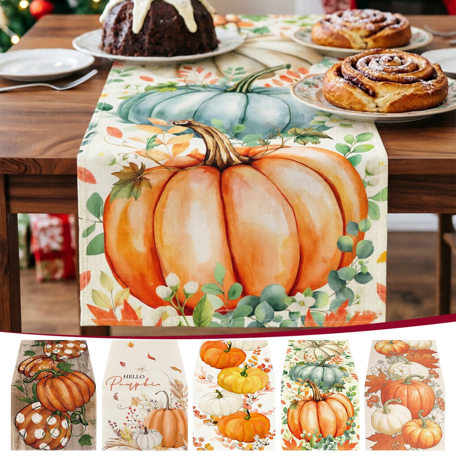 Hvot&aat Thanksgiving Table Runner 72 in, Fall Pumpkin Maple Leaf Table ...