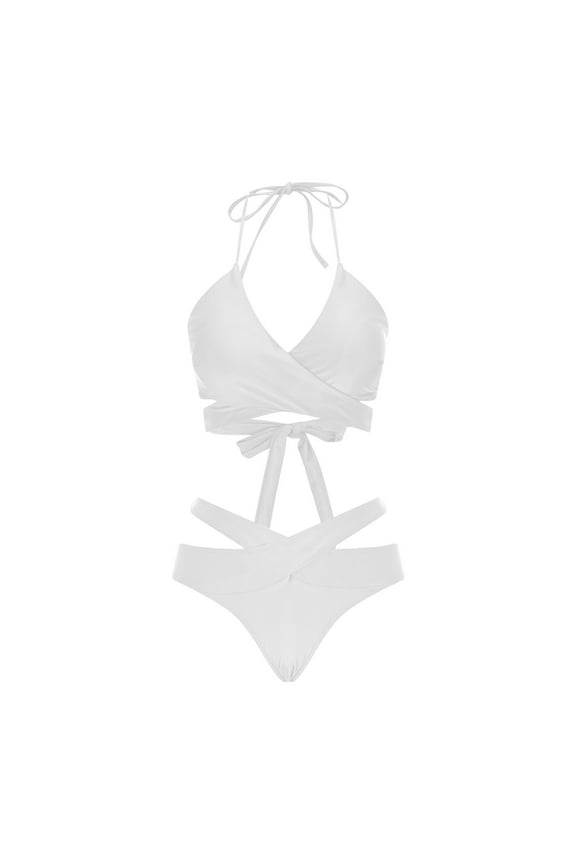 Two Piece Bikini Sets for Women Halter Wrap Criss Cross Bathing Suit Bandage Bikini Set