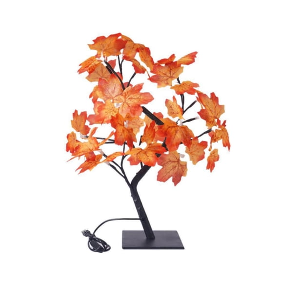 Hvot&aat USB Maple Leaf Tree Light, 11.8-Inch Autumn Table Lamp with Warm LED for Bedroom, Home Office & Thanksgiving, Orange Faux Maple Leaves Ambient Lighting