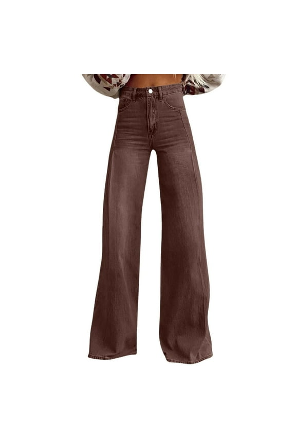 Vintage Jeans for Women Wide Leg Baggy Flare Pants High Waisted Denim Pants with Pockets