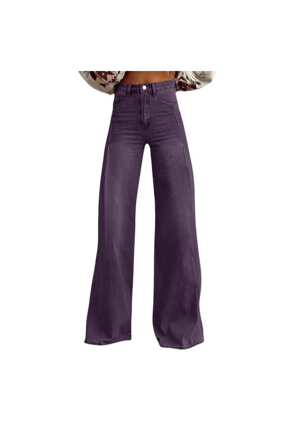 Vintage Jeans for Women Wide Leg Baggy Flare Pants High Waisted Denim Pants with Pockets
