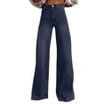 thumbnail image 1 of Hvot&aat Vintage Jeans for Women Wide Leg Baggy Flare Pants High Waisted Denim Pants with Pockets, 1 of 3