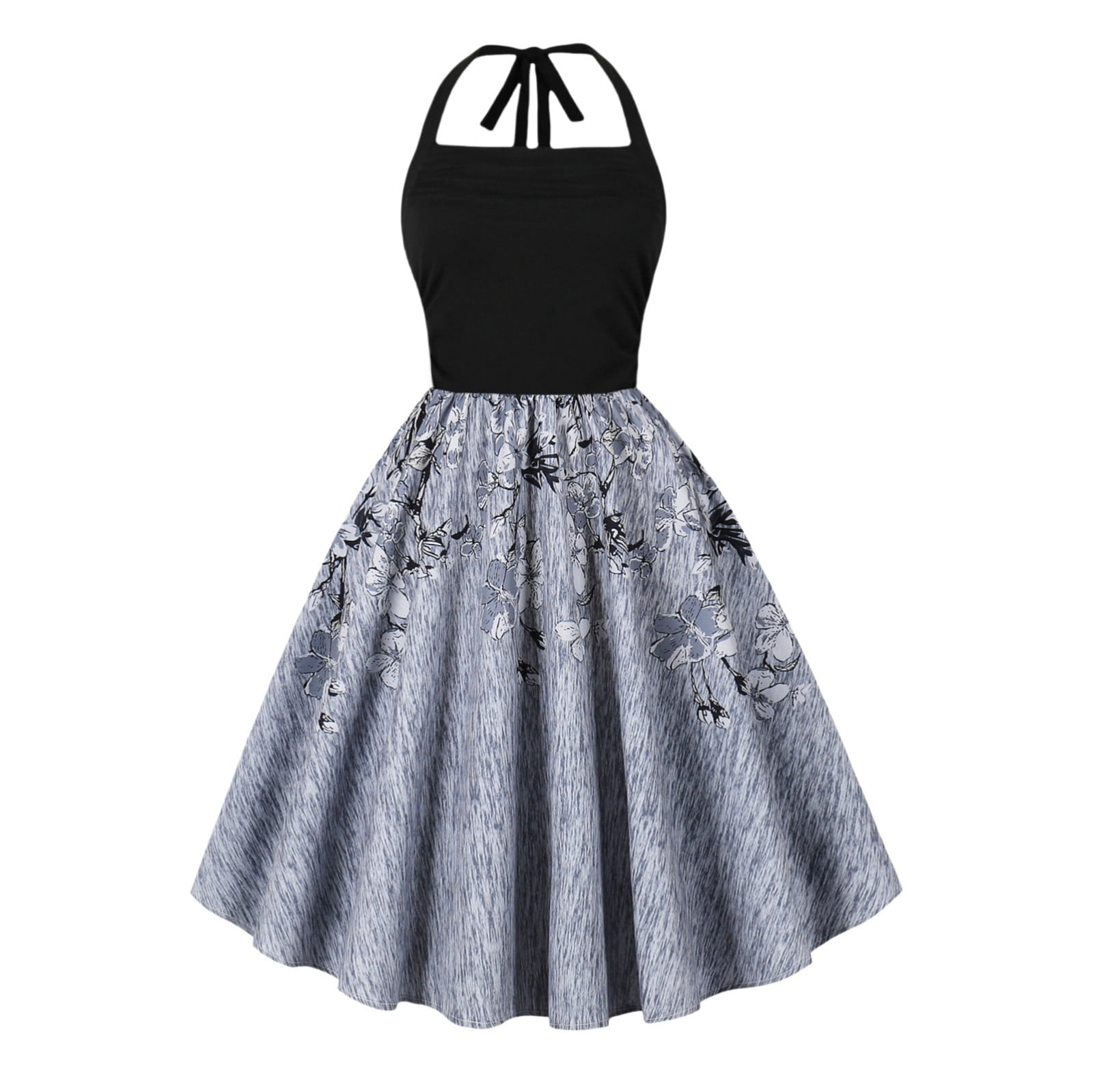 50s halter dress Hvot&aat Women Vintage Cocktail Swing Neck A-Line Dresses Prom Tea Party Dress casual 1950s dresses