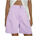 thumbnail image 1 of Hvot&aat Women Bermuda Shorts High Waisted Striped Wide Leg Shorts Dressy Casual Button Zipper Shorts with Pockets, 1 of 6