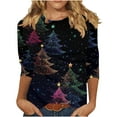 thumbnail image 1 of Hvot&aat Women Christmas Sparkling Colorful Christmas Tree Print Shirts Spooky Season Fall Loose Fit Tunic Tops, 1 of 4