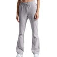 thumbnail image 1 of Hvot&aat Women Drawstring Elastic Waist Bell Bottoms Pants Slim Fit Solid Color Casual Sport Long Pants, 1 of 5