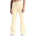 thumbnail image 1 of Hvot&aat Women Drawstring Elastic Waist Bell Bottoms Pants Slim Fit Solid Color Casual Sport Long Pants, 1 of 5