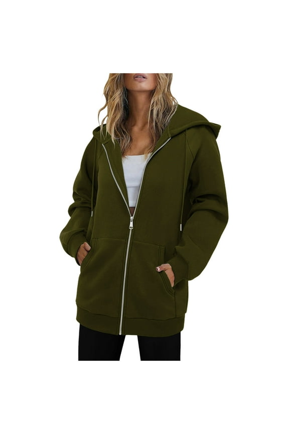Women Fall Winter Warm Casual Long Sleeve Hooded Solid Color Loose Jacket Coat with Pocket
