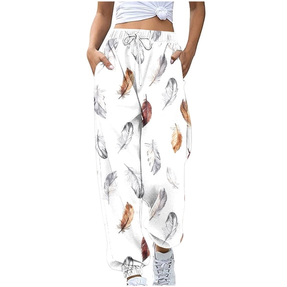 Hvot&aat Women Fashion Casual Color Blocked Printed Drawstring Loose Pants
