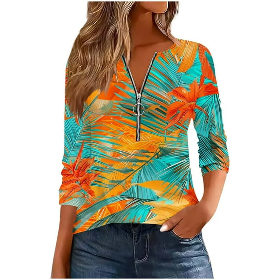 Hvot&aat Women Half Quarter Zip Pullover Long Sleeve Shirts Casual Fit Trendy Business Work Tops Summer Lightweight Blouses