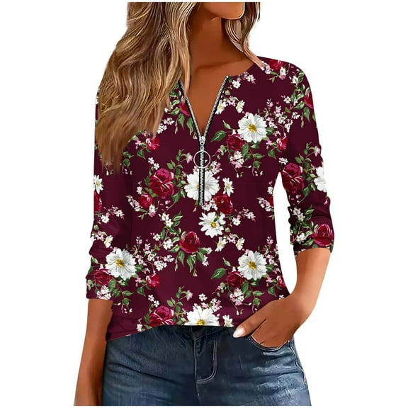 Hvot&aat Women Half Quarter Zip Pullover Long Sleeve Shirts Casual Fit Trendy Business Work Tops Summer Lightweight Blouses