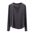 thumbnail image 1 of Hvot&aat Women Lightweight Pajamas Tops Modal Long Sleeve Sleep Lounge Pajama Tops Solid Color Round Neck Underwear, 1 of 3