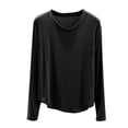 thumbnail image 1 of Hvot&aat Women Lightweight Pajamas Tops Modal Long Sleeve Sleep Lounge Pajama Tops Solid Color Round Neck Underwear, 1 of 3