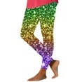 thumbnail image 1 of Hvot&aat Women Mardi Gras Leggings Stretch High Waisted Yoga Pants Sparkly Printed Carnival Party Pant, 1 of 5