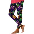 thumbnail image 1 of Hvot&aat Women Mardi Gras Leggings Stretch High Waisted Yoga Pants Sparkly Printed Carnival Party Pant, 1 of 5