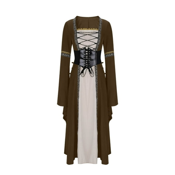 Hvot&aat Women Medieval Renaissance Dress Victorian Long Dress Costume Halloween Cosplay Retro Gowns