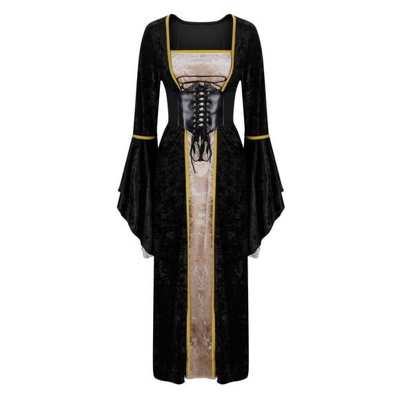 Hvot&aat Women Medieval Renaissance Dress Victorian Long Dress Costume Halloween Cosplay Retro Gowns