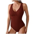 thumbnail image 1 of Hvot&aat Women One Piece Swimsuit Ruched Textured Ribbed Bathing Suit Solid Color High Waist One Piece Swimwear, 1 of 5