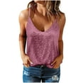 thumbnail image 1 of Hvot&aat Women Sexy Sequin Tank Tops Sparkle Glitter Cami Sleeveless Solid Round-neck Blouse, 1 of 7