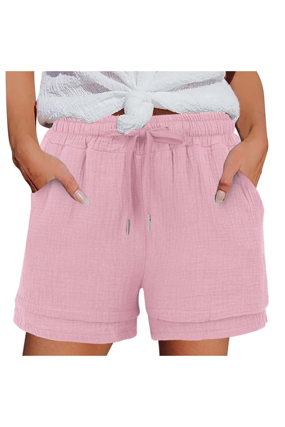 Women Shorts for Summer Casual High Waisted Drawstring Wide Leg Womens Gauze Short Shorts