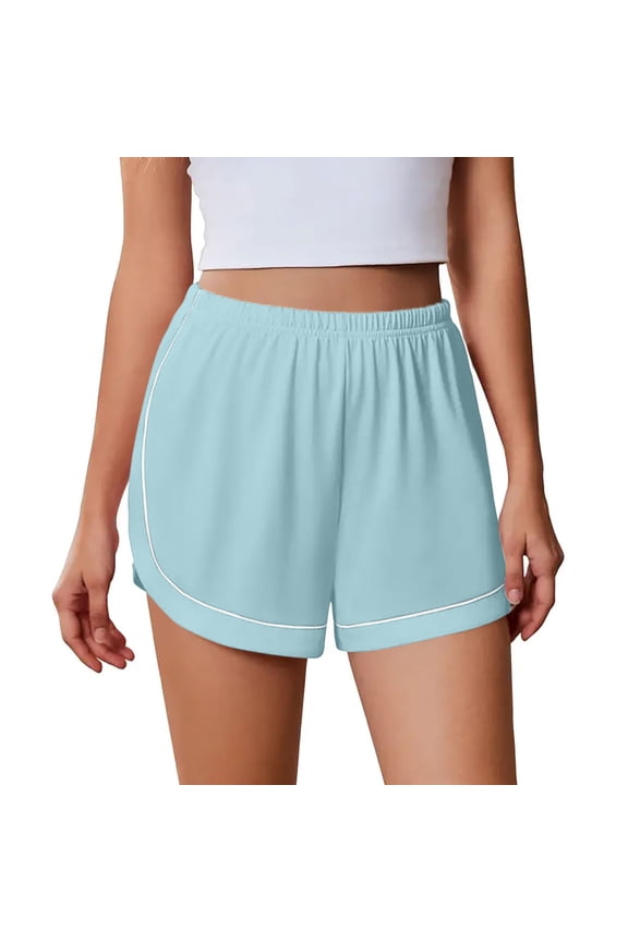 Women Soft Sleep Shorts Solid Color Side Split Sports Shorts Casual Lounge Pants High Waist Shorts