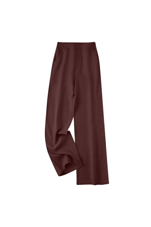 Women Straight Wide Leg Dress Pants Business Casual High Waisted Work Trousers with Pockets