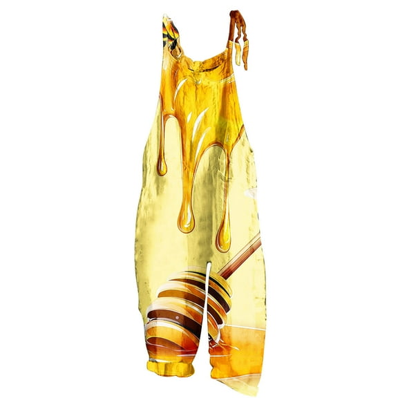 Hvot&aat Women Summer Bohemian Printed Jumpsuits Spaghetti Strap Tie Up Jumpsuit Straight Leg Pants with Pockets