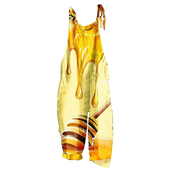 Hvot&aat Women Summer Bohemian Printed Jumpsuits Spaghetti Strap Tie Up Jumpsuit Straight Leg Pants with Pockets