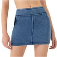 thumbnail image 1 of Hvot&aat Women Summer High Waist Scrunch Butt Lifting Shorts Luscious Curvy Yoga Denim Pants with pockets, 1 of 5