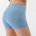 thumbnail image 1 of Hvot&aat Women Summer High Waist Scrunch Butt Lifting Shorts Luscious Curvy Yoga Denim Pants with pockets, 1 of 3