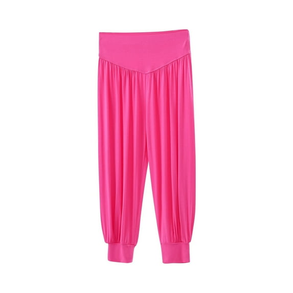 Hvot&aat Women Super Soft Modal Harem Pants Yoga Sports Dance Pilates Capri Lounge Pants Solid Color High Waist Pants