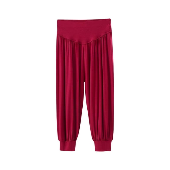 Hvot&aat Women Super Soft Modal Harem Pants Yoga Sports Dance Pilates Capri Lounge Pants Solid Color High Waist Pants