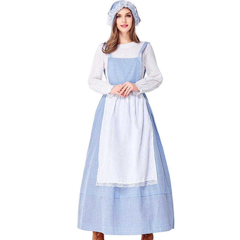 Hvot&aat Women Victorian Maid Dress Floral Prairie Dresses Pilgrim Colonial  Costume with Apron - Walmart.com