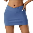 thumbnail image 1 of Hvot&aat Women's 2025 Summer Crossover Waist Yoga Skirt High Waisted Stretchy Sexy Split Bodycon Athletic Mini Skirts, 1 of 6