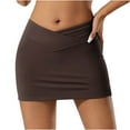 thumbnail image 1 of Hvot&aat Women's 2025 Summer Crossover Waist Yoga Skirt High Waisted Stretchy Sexy Split Bodycon Athletic Mini Skirts, 1 of 6