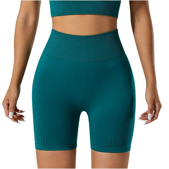 Hvot&aat Women's 2025 Summer Ribbed Biker Shorts High Waisted Stretch Yoga Leggings Workout Athletic Gym Short Tights