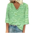 thumbnail image 1 of Hvot&aat Women's 3/4 Sleeve Tops V Neck Fashion Printed T-shirt Casual Regular Blouse Soft Daily Blouse, 1 of 4