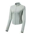 thumbnail image 1 of Hvot&aat Women's Athletic Full Zip Slim Fit Jackets Solid Color Long Sleeve Lightweight Workout Jacket with Thumb Holes, 1 of 3
