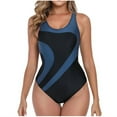 thumbnail image 1 of Hvot&aat Women‘s Athletic One Piece Swimsuit Color Block Cutout Swimwear Racerback Competitive Training Bathing Suit, 1 of 6