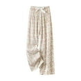 thumbnail image 1 of Hvot&aat Women's Boho Elastic Waist Tie-Front Pants Classy Soft Comfortable Floral Pants Casual Wide Leg Long Pants, 1 of 2