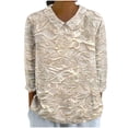 thumbnail image 1 of Hvot&aat Women's Boho Floral Jacquard Linen Shirt Turndown Collar 3/4 Sleeve Top Loose Comfy Beach Holiday Blouses, 1 of 4
