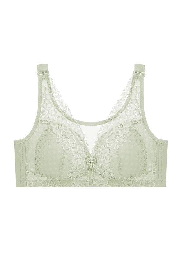 Women's Breathable Lace Mesh Bras Thin Push-Up Anti-Sagging Adjustable Underwear Solid Color Bralette