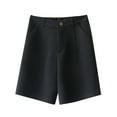 thumbnail image 1 of Hvot&aat Women's Business Bermuda Shorts Casual High Waisted Button Summer Work Short Pants Solid Color Suit Shorts, 1 of 3