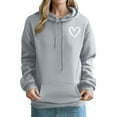 thumbnail image 1 of Hvot&aat Women's Casual Heart Print Hoodie Long Sleeve Pullover Casual Loose Solid Color Sweatshirt, 1 of 4