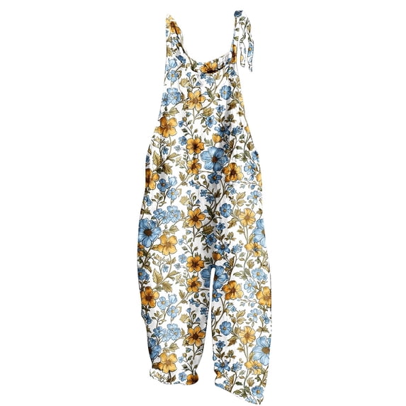 Hvot&aat Women's Casual Jumpsuits Solid Color Loose Fit Rompers with Pockets Adjustable Strap Straight Jumpsuit