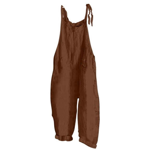 Hvot&aat Women's Casual Jumpsuits Solid Color Loose Fit Rompers with Pockets Adjustable Strap Straight Jumpsuit