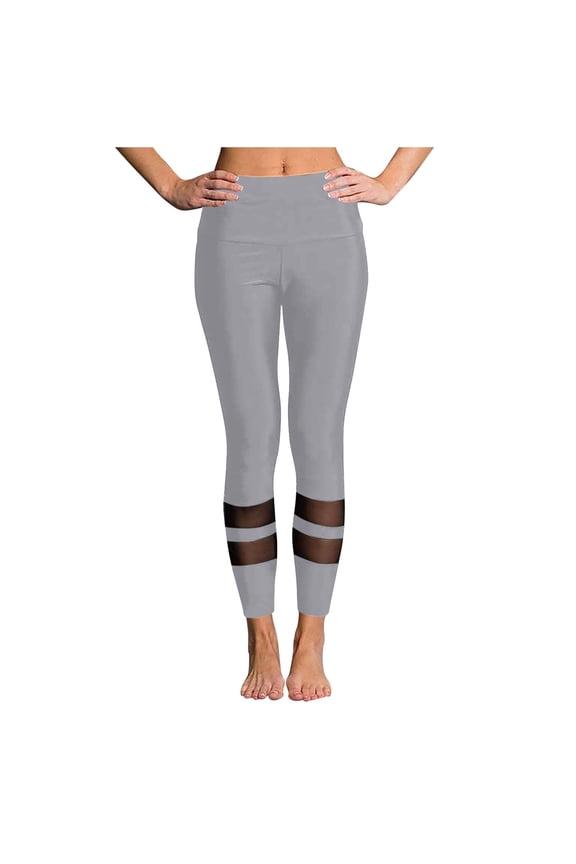 Women's Circular Mesh Spliced High-Waist Elastic Sports Base Leggings