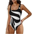 thumbnail image 1 of Hvot&aat Women's Color Block Tankini Fashion Striped Bikinis Square Neck Soft Cup One Piece Swimsuit, 1 of 3
