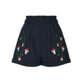 thumbnail image 1 of Hvot&aat Women's Comfy Plants Embroidery Shorts Fashionable Stretchy Elastic Waist Shorts Casual Wide Leg Shorts, 1 of 5